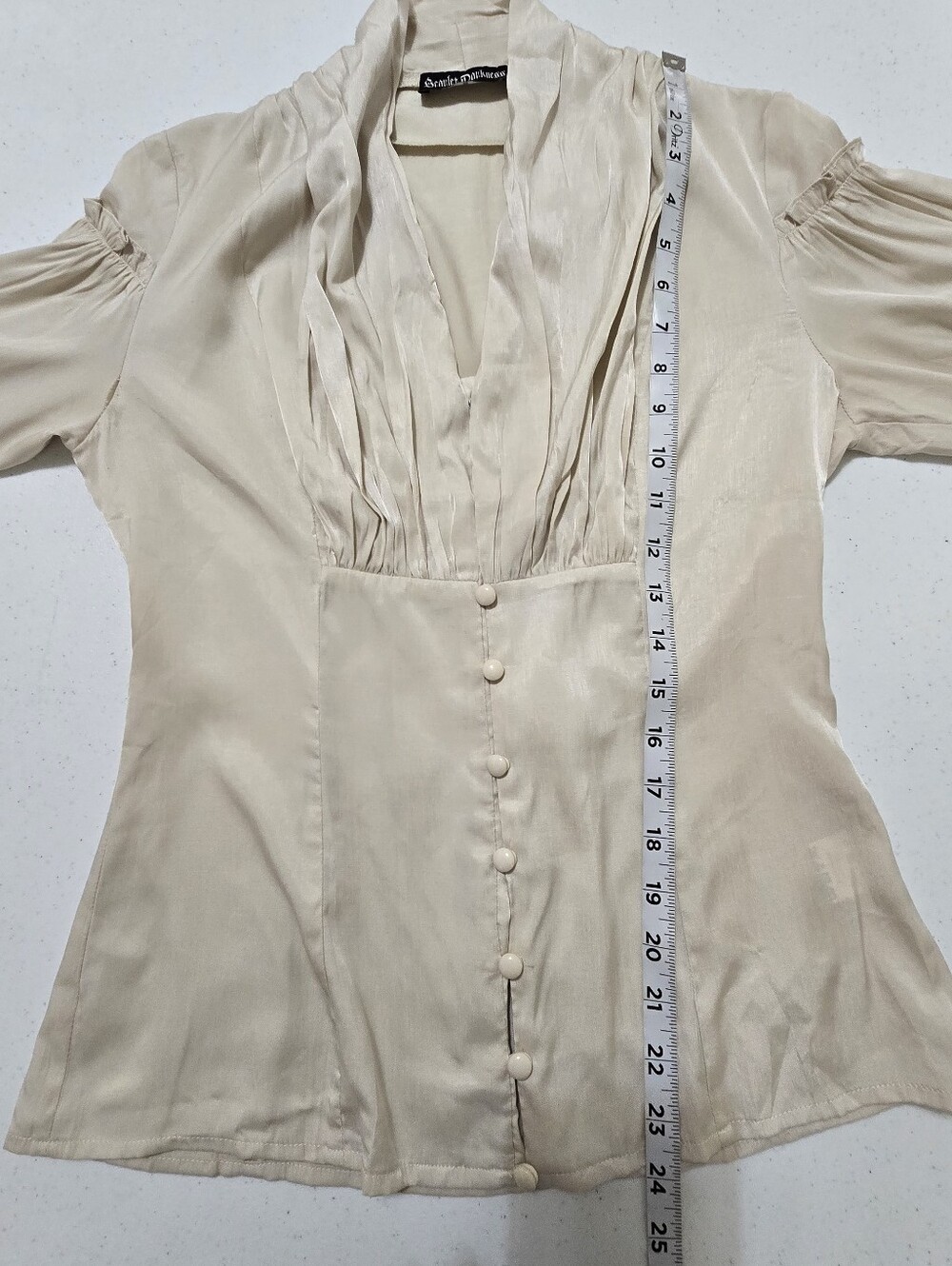 Scarlet Darkness Victorian V-neck Satin Button Up Blouse Women's Small Pirate - Picture 6 of 11